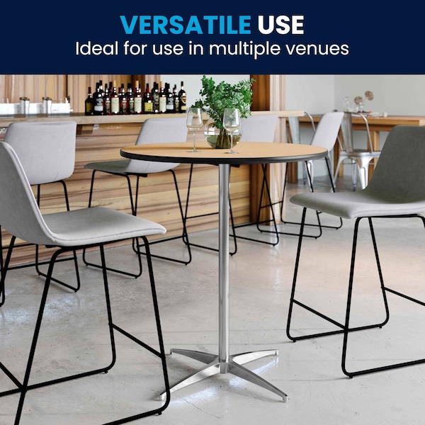Flash Furniture 30 L, 30 W, 42 H, Birchwood, Chrome, Steel Top, Natural - 5-XA-30-COTA-GG