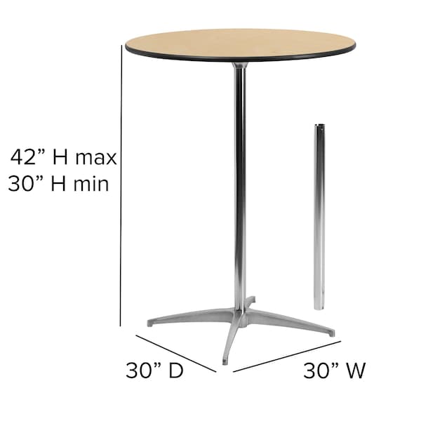 Flash Furniture 30 L, 30 W, 42 H, Birchwood, Chrome, Steel Top, Natural - 5-XA-30-COTA-GG
