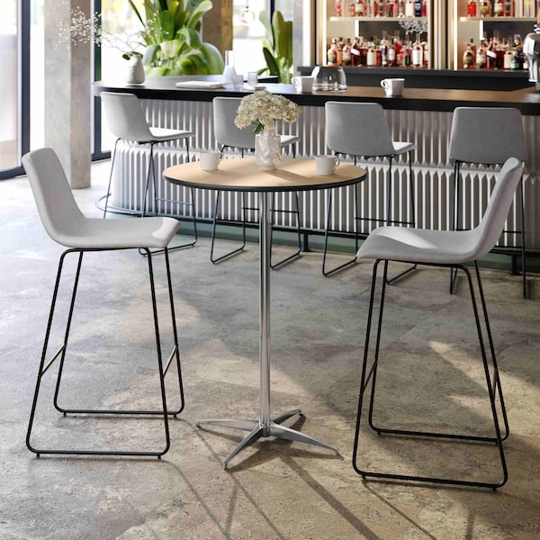 Flash Furniture 30 L, 30 W, 42 H, Birchwood, Chrome, Steel Top, Natural - 5-XA-30-COTA-GG