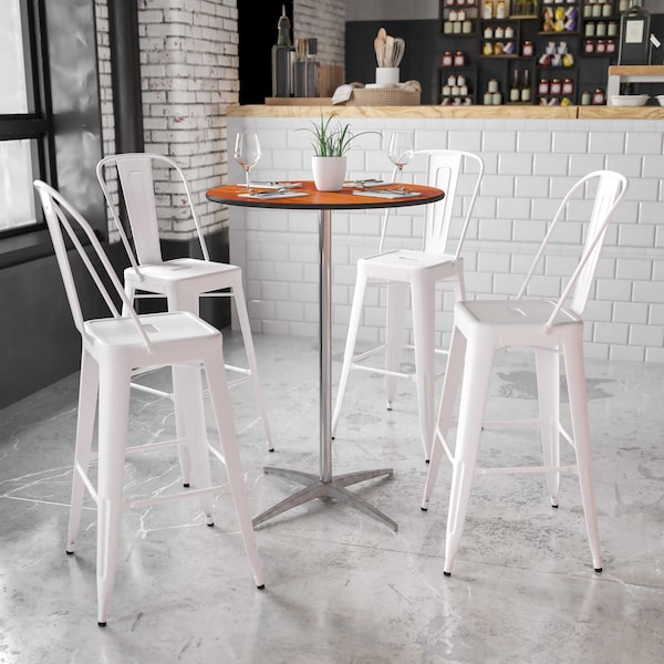 Flash Furniture 30 L, 30 W, 42 H, Birchwood, Chrome, Steel Top, Natural - 5-XA-30-COTA-GG
