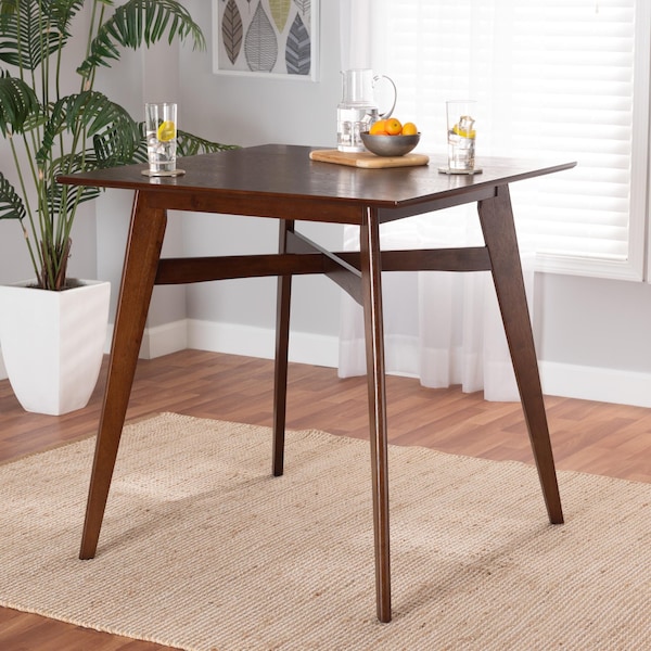 Baxton Studio Leena Mid-Century Modern Walnut Brown Finished Wood Counter Height Pub Table - 234-13285-ZORO