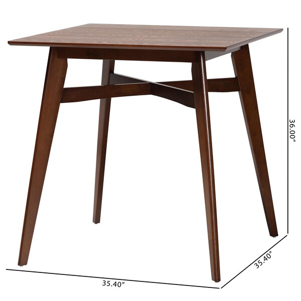 Baxton Studio Leena Mid-Century Modern Walnut Brown Finished Wood Counter Height Pub Table - 234-13285-ZORO