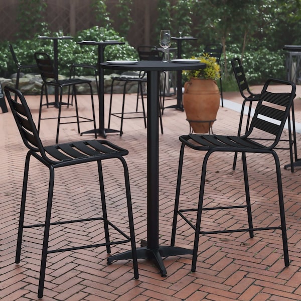 Flash Furniture 23.5 in L, 23.5 in W, 43.5 in H, Aluminum, Plastic, Stainless Steel Top, Black - TLH-059B-BK-GG