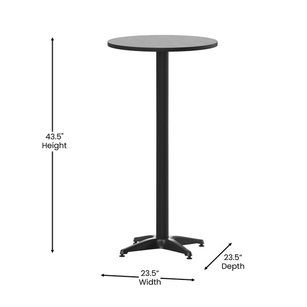 Flash Furniture 23.5 in L, 23.5 in W, 43.5 in H, Aluminum, Plastic, Stainless Steel Top, Black - TLH-059B-BK-GG