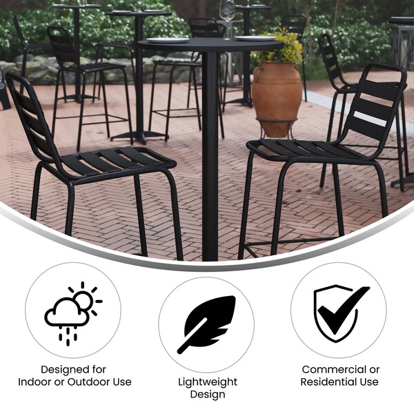 Flash Furniture 23.5 in L, 23.5 in W, 43.5 in H, Aluminum, Plastic, Stainless Steel Top, Black - TLH-059B-BK-GG