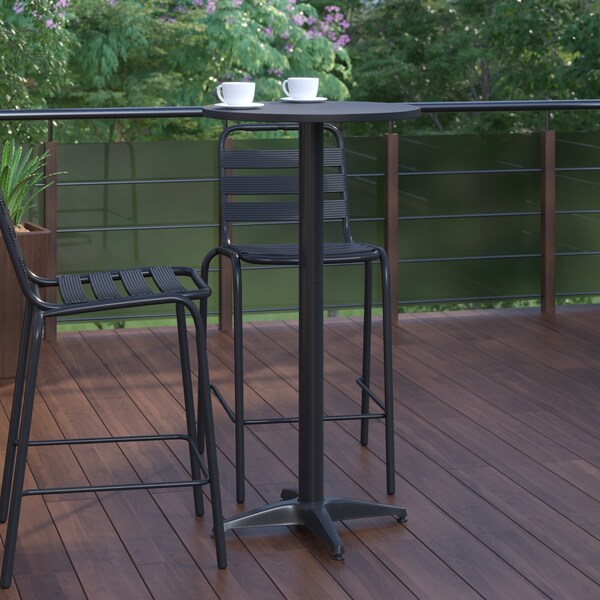 Flash Furniture 23.5 in L, 23.5 in W, 43.5 in H, Aluminum, Plastic, Stainless Steel Top, Black - TLH-059B-BK-GG