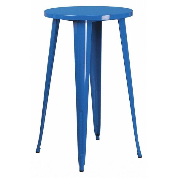Flash Furniture Round 24" L, 24" W, 41" H, Galvanized Steel, Rubber Top, Blue - CH-51080-40-BL-GG