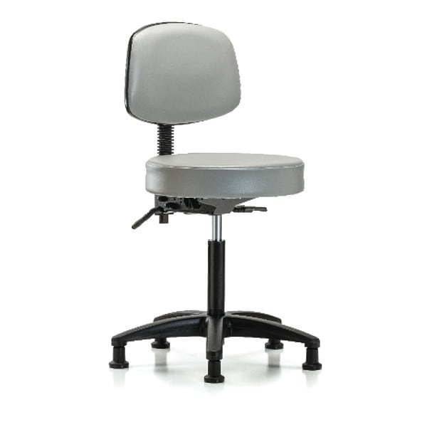 Blue Ridge Ergonomics Bench Stool, Med, Vinyl, Bk, Glides, Dov - BR-VMBST-RG-T0-NF-RG-8567