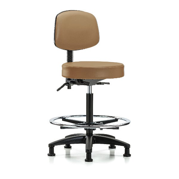 Blue Ridge Ergonomics Bench Stool, Hi, Vin, Bk, CF, Glides, Taupe - BR-VHBST-RG-T0-CF-RG-8584