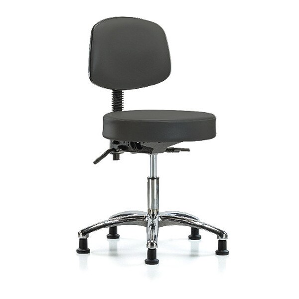 Blue Ridge Ergonomics Desk Stool, Vin, Bk, Chrome, Tilt Glides, Gry - BR-VDHST-CR-T1-RG-8605