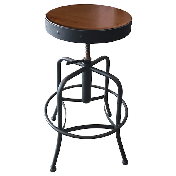 Holland Bar Stool Co Adjustable Stool, Black Wrinkle, Med Distressed Hardwood Seat - 910BWMED