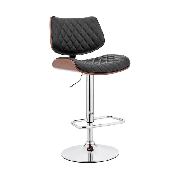 Seatsolutions Leland Adjustable Black Faux Leather & Chrome Finish Bar Stool - SE2755208