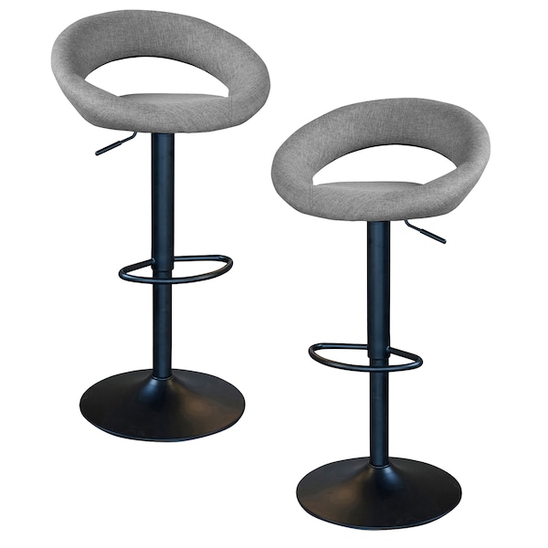 Amerihome Classic Relaxed Charcoal Gray Fabric Bar Stool Set, PK2 - BSCGFSET