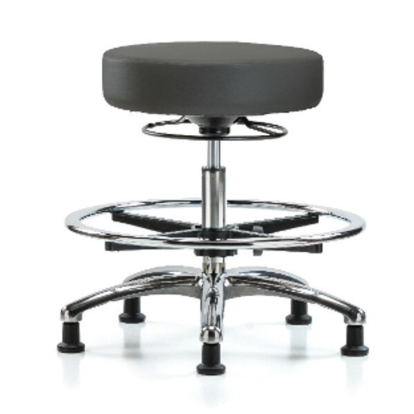 Blue Ridge Ergonomics Bench Stool, Med, Vin, Chrm, CF, Glides, Gry - BR-VMBSO-CR-CF-RG-8605