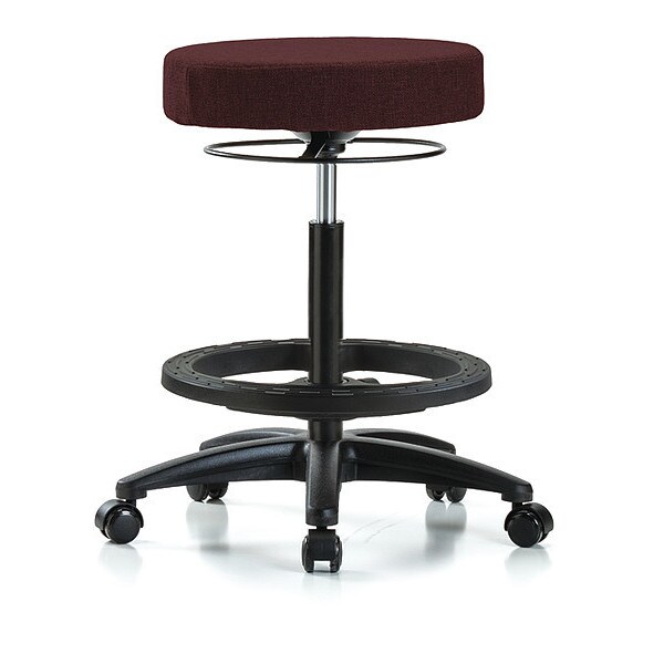 Blue Ridge Ergonomics Bench Stool, Hi, Fabric, BF, Casters, Bur - BR-FHBSO-RG-BF-RC-F41