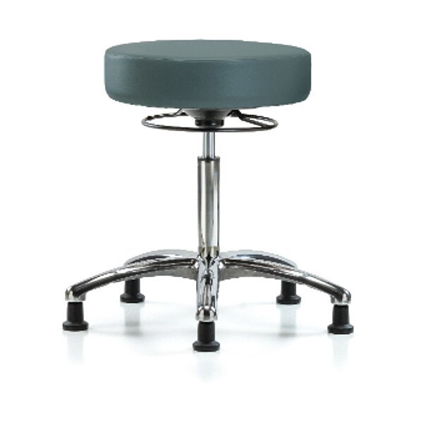 Zoro Select Bench Stool, Med, Chrom, Vinyl, Glides, Blu - BR-VMBSO-CR-NF-RG-8546