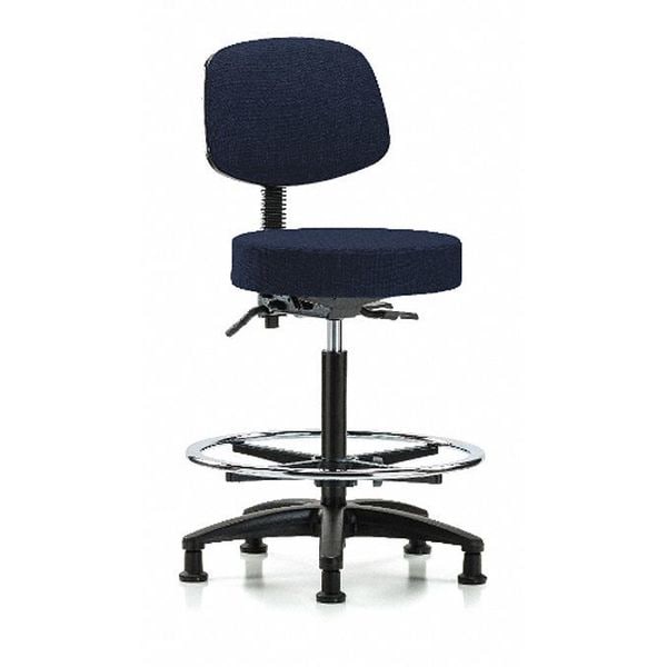 Blue Ridge Ergonomics Bench Stool, Hi, Fabric, Bk, CF, Glides, Nav, Color: Dark Blue - BR-FHBST-RG-T0-CF-RG-F45
