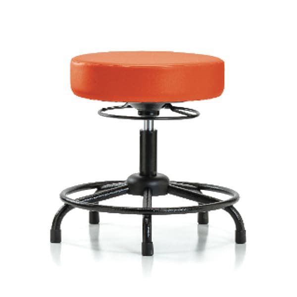 Blue Ridge Ergonomics Bench Stool, Med, Vinyl, RT, Glides, Orange - BR-VMBSO-RT-RG-8613