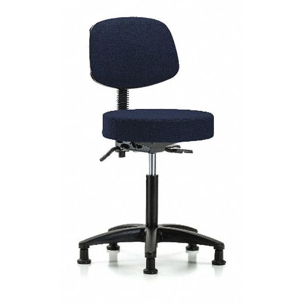 Blue Ridge Ergonomics Bench Stool, Med, Fab, Bk, Tilt, Glides, Nav - BR-FMBST-RG-T1-NF-RG-F45