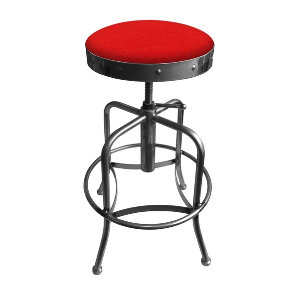 Holland Bar Stool Co Adjustable Stool, Clear Coat Finish, Canter Red Seat - 910CL011