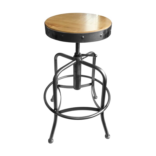 Holland Bar Stool Co Adjustable Stool, Clear Coat Finish, Natural Distressed Hardwood Seat - 910CLNAT