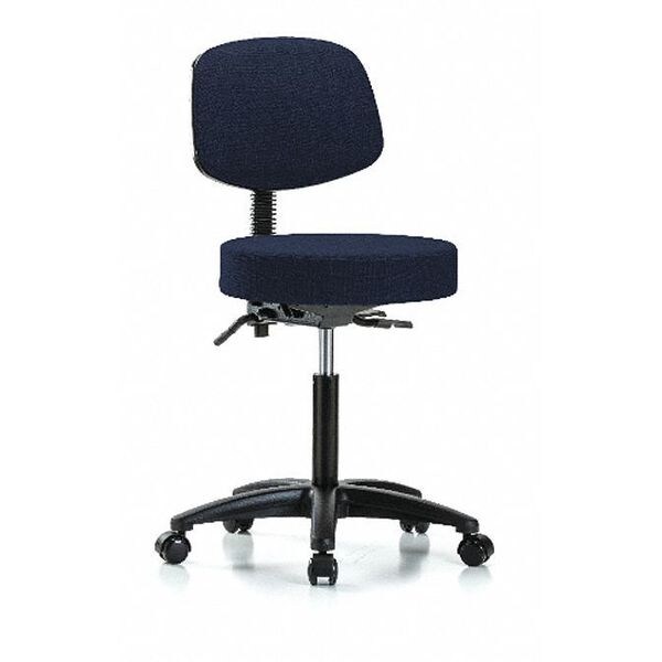 Blue Ridge Ergonomics Bench Stool, Med, Fab, Bk, Tilt, Cast, Nav - BR-FMBST-RG-T1-NF-RC-F45