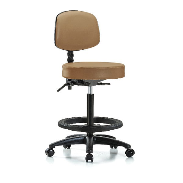 Blue Ridge Ergonomics Bench Stool, Hi, Vinyl, Bk, BF, Cast, Taupe - BR-VHBST-RG-T0-BF-RC-8584