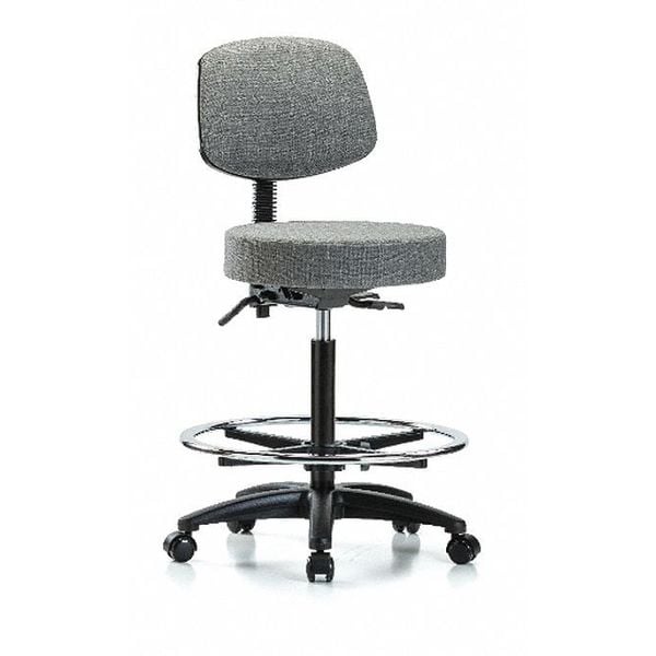 Blue Ridge Ergonomics Bench Stool, Hi, Fab, Bk, Tilt, CF, Cast, Gry - BR-FHBST-RG-T1-CF-RC-F44
