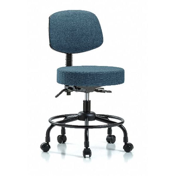 Blue Ridge Ergonomics Desk Stool, Fab, Bk, RT, Tilt, Casters, Blu - BR-FDHST-RT-T1-RC-F43