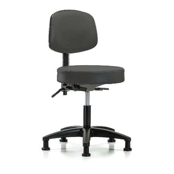 Blue Ridge Ergonomics Desk Stool, Vinyl, Bk, Tilt, Glides, Gry - BR-VDHST-RG-T1-RG-8605