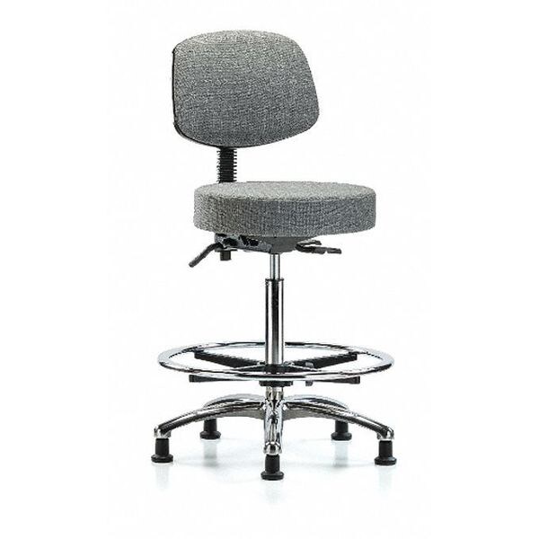 Blue Ridge Ergonomics Ben Stool, Hi, Fab, Bk Chrome, CF Glides, Gry - BR-FHBST-CR-T0-CF-RG-F44