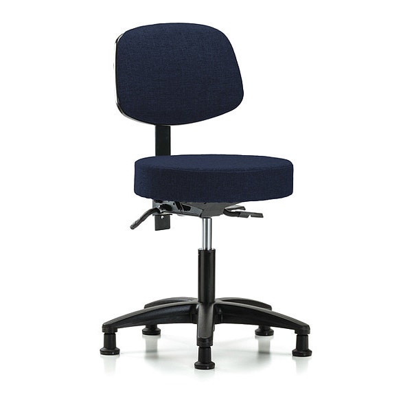 Blue Ridge Ergonomics Desk Stool, Fabric, Bk, Tilt Glides, Nav - BR-FDHST-RG-T1-RG-F45