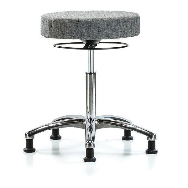 Blue Ridge Ergonomics Bench Stool, Med, Fabric, Chrome, Glides Gry - BR-FMBSO-CR-NF-RG-F44