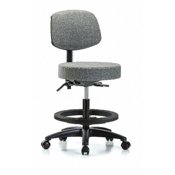 Blue Ridge Ergonomics Bech Stool, Med, Fab, Bk, Tilt, BF, Cast, Gry - BR-FMBST-RG-T1-BF-RC-F44
