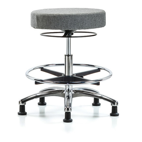 Blue Ridge Ergonomics Bench Stool, Med, Fabric, Chrome, CF, Gld, Gry - BR-FMBSO-CR-CF-RG-F44