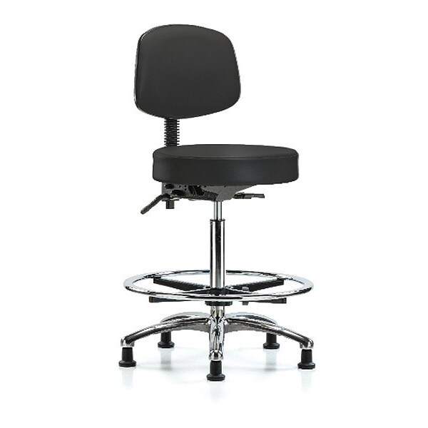 Blue Ridge Ergonomics Ben Stool, Hi, Vin, Bk, Chrome, CF, Glides, BLK - BR-VHBST-CR-T0-CF-RG-8540