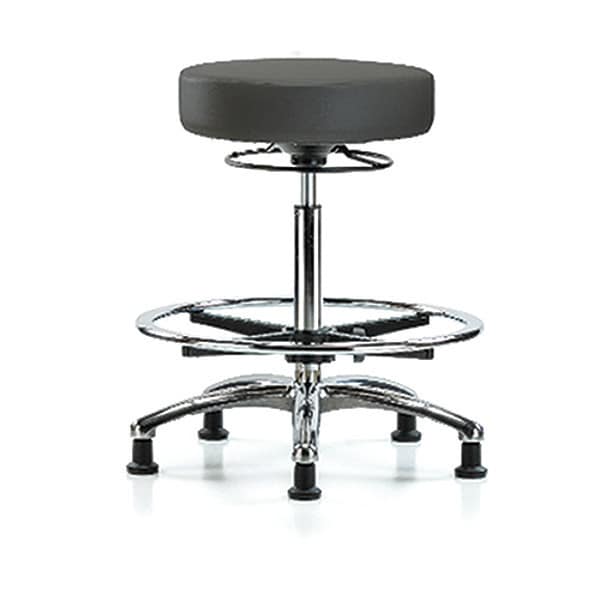 Blue Ridge Ergonomics Bench Stool, Hi, Chrm, Vinyl, CF, Glid, Gry - BR-VHBSO-CR-CF-RG-8605