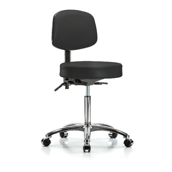 Blue Ridge Ergonomics Bench Stool, Med, Vin, Bk Chrome, Cast, BLK - BR-VMBST-CR-T0-NF-CC-8540