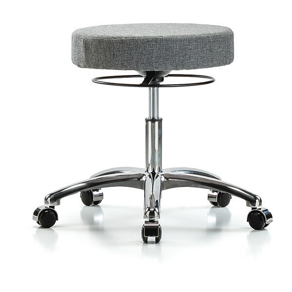 Blue Ridge Ergonomics Desk Stool, Chrome, Fabric, Casters, Gry - BR-FDHSO-CR-CC-F44