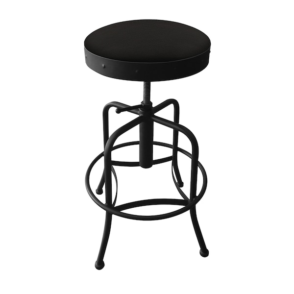 Holland Bar Stool Co Adjustable Stool, Black Wrinkle, Canter Espresso Seat - 910BW003