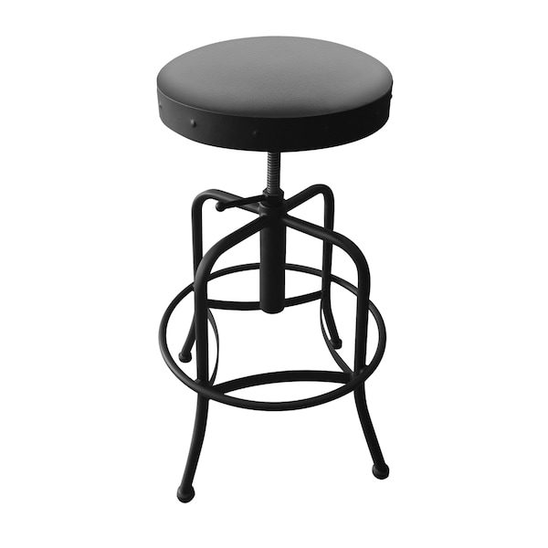 Holland Bar Stool Co Adjustable Stool, Black Wrinkle, Canter Grey Seat - 910BW007