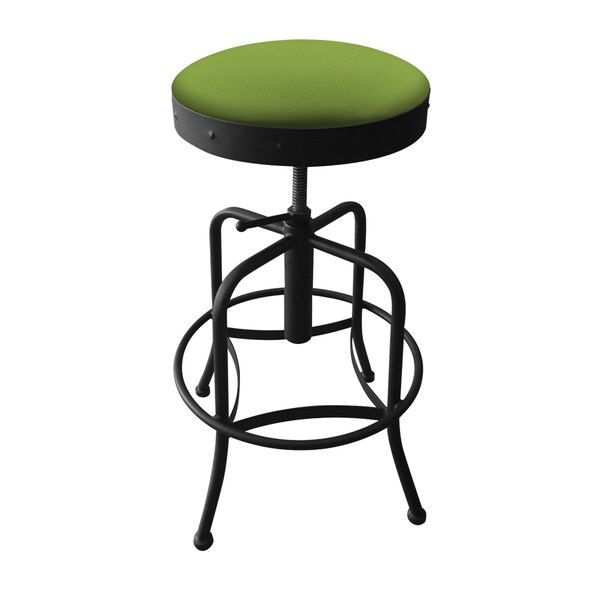 Holland Bar Stool Co Adjustable Stool, Black Wrinkle, Canter Kiwi Green Seat - 910BW009