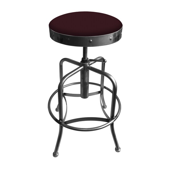 Holland Bar Stool Co Adjustable Stool, Clear Coat Finish, Canter Bordeaux Seat - 910CL005