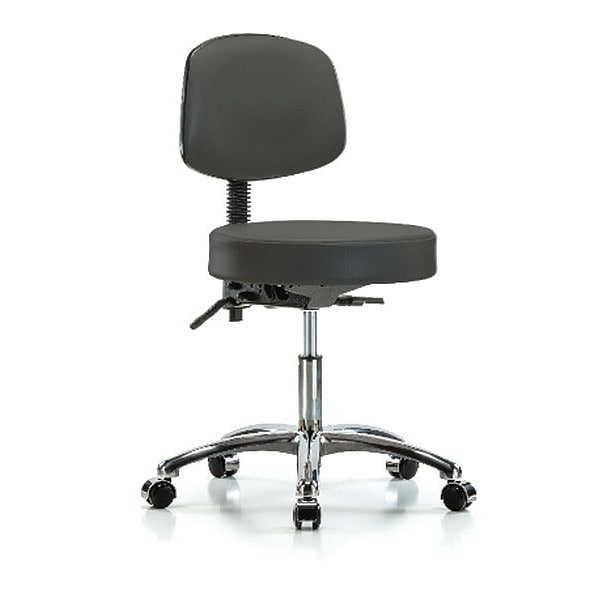 Blue Ridge Ergonomics Desk Stool, Vin, Bk Chrome, Tilt, Cast, Gry - BR-VDHST-CR-T1-CC-8605