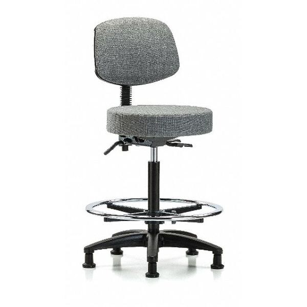 Blue Ridge Ergonomics Bench Stool, Hi, Fab, Bk, Tilt, CF, Gld, Gry - BR-FHBST-RG-T1-CF-RG-F44