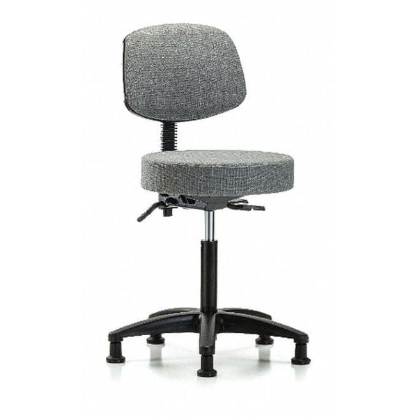 Blue Ridge Ergonomics Bench Stool, Med, Fabric, Bk, Casters, Gry - BR-FMBST-RG-T0-NF-RG-F44