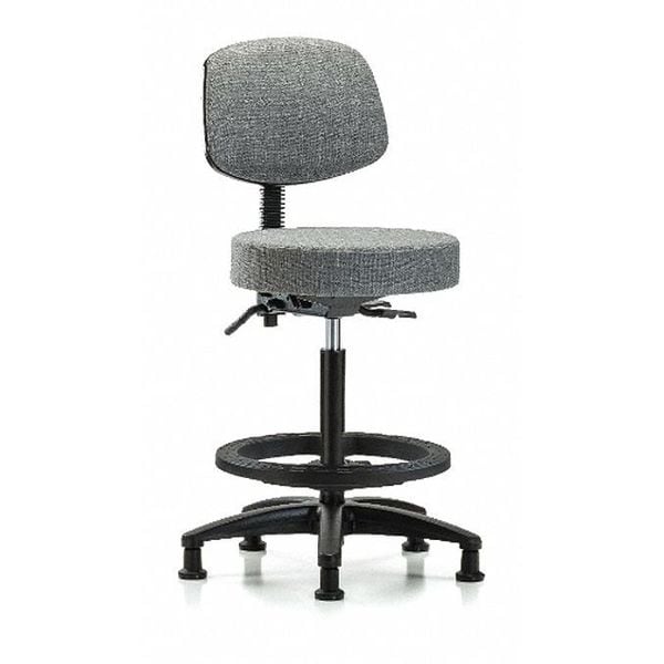 Blue Ridge Ergonomics Bench Stool, Hi, Fabric, Bk, BF, Glides, Gry - BR-FHBST-RG-T0-BF-RG-F44