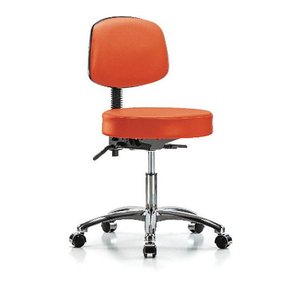 Blue Ridge Ergonomics Desk Stool, Vin, Bk, Cast, Orange - BR-VDHST-CR-T1-CC-8613