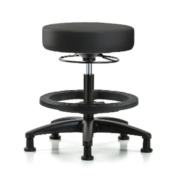 Zoro Select Bench Stool, Med, Vinyl, BF, Glides, BLK - BR-VMBSO-RG-BF-RG-8540