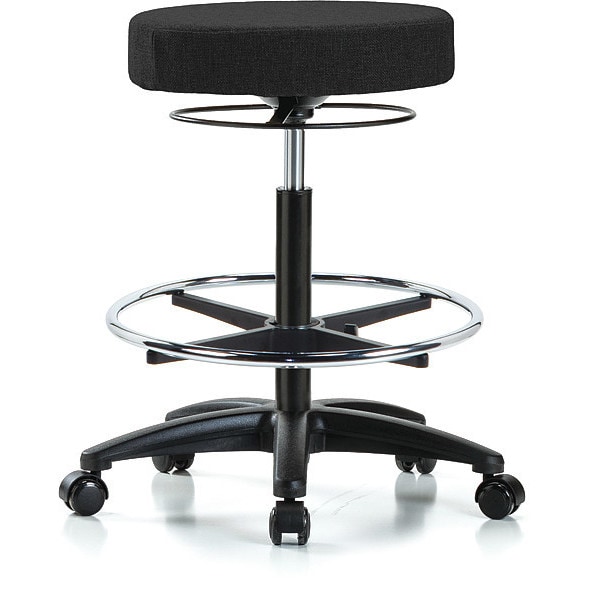 Blue Ridge Ergonomics Bench Stool, Hi, Fabric, CF, Casters, Blk - BR-FHBSO-RG-CF-RC-F42